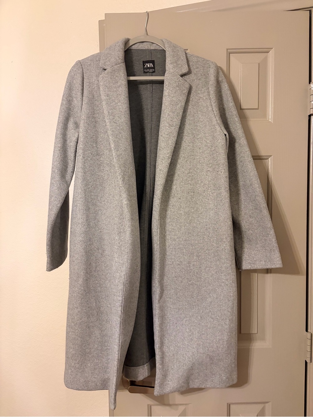 Zara Light Gray Long Open-Front Coat
